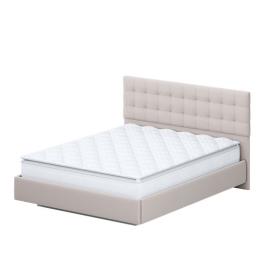 Кровать двойная №2 "Квадро" 1.6х2м (Белый/Бежевый ткань/Квадро Бежевый ткань)