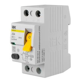 Выключатель дифференциального тока (УЗО) 2п 25А 30мА тип A ВД1-63 ИЭК MDV11-2-025-030