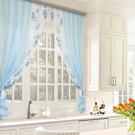 Комплект штор для кухни тюль вуаль Арина 240х160 см голубой