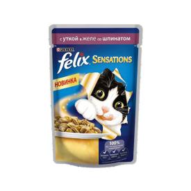 Корм для кошек влажный Felix Sensations Утка шпинат 85 г