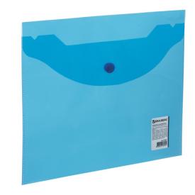 Папка-конверт А5 BRAUBERG синяя с кнопкой