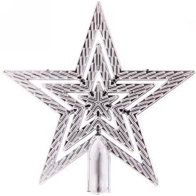 Верхушка д/елки звезда Классика 9.5см серебро