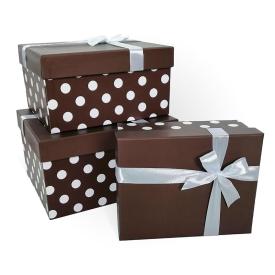 Коробка подарочная Темный шоколад с бантом прямоугольник 190х150х90