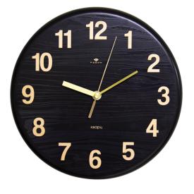 2626-004 (10)  Часы настенные из металла, d=27 см, черный "Текстура дерева"