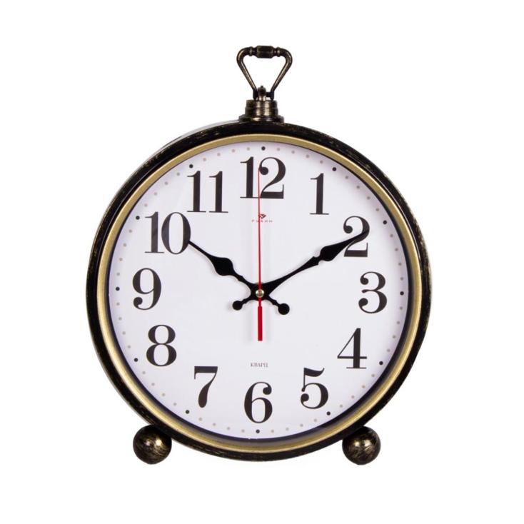 Часы настенно-настольные 3426-001 (10) 26х32 см, корпус черный с золотом "Классика" "Рубин