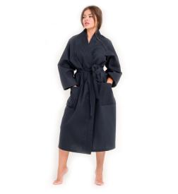 Халат-кимоно вафельный размер L черный