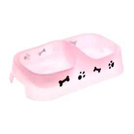 Миска пластиковая для животных двойная КоТиК 24х13х5 см розовая