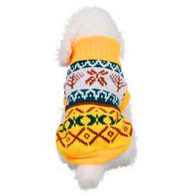 Кофта-свитер для мелких пород собак и кошек Bro Style снежики желтый р L