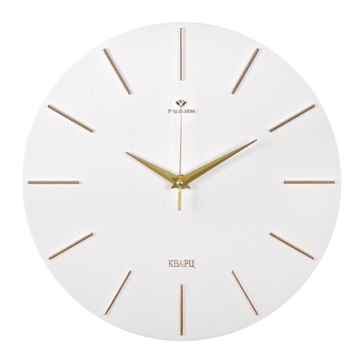 Часы настенные Рубин Классика d30 см корпус белый/золото 3020-004