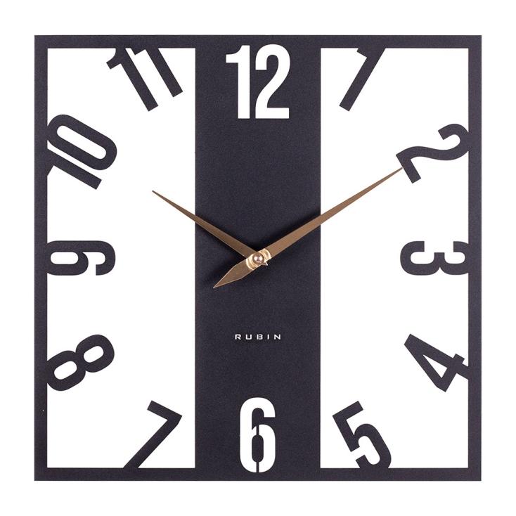 Часы настенные Рубин Классика металл 40х40 см открытая стрелка черный 4039-001