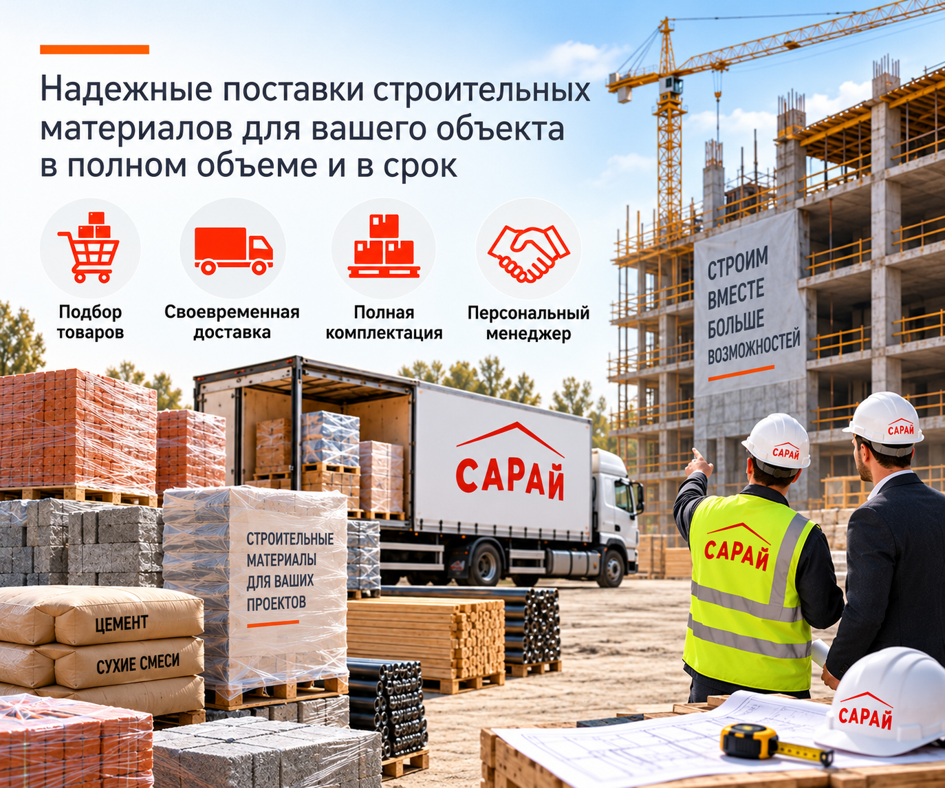 Комплектация строительного объекта товарами Сарай B2B