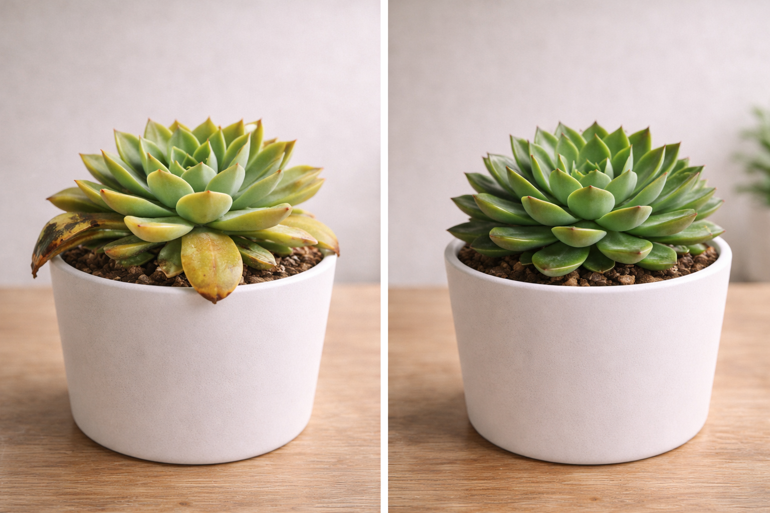 Суккулент до и после подкормки: восстановление здорового роста комнатного растения