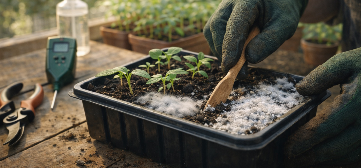 Обработка рассады в контейнере для предотвращения плесени на почве