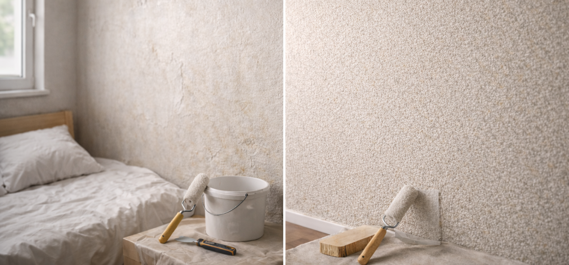 Подготовленная стена с ровной фактурой под поклейку обоев