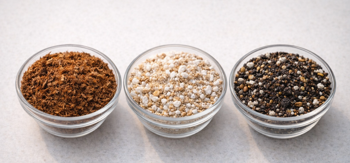 Рассада в горшке с признаками переувлажнения почвы и развития плесени на поверхности грунта