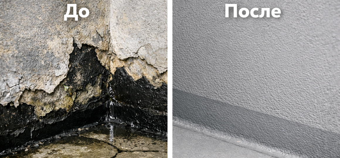 Ремонт стены, нанесение защитного покрытия на поврежденную поверхность