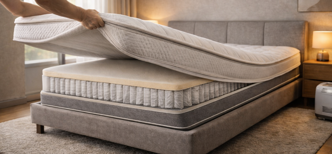 Слоистая конструкция ортопедического матраса с независимыми пружинами и наполнителями