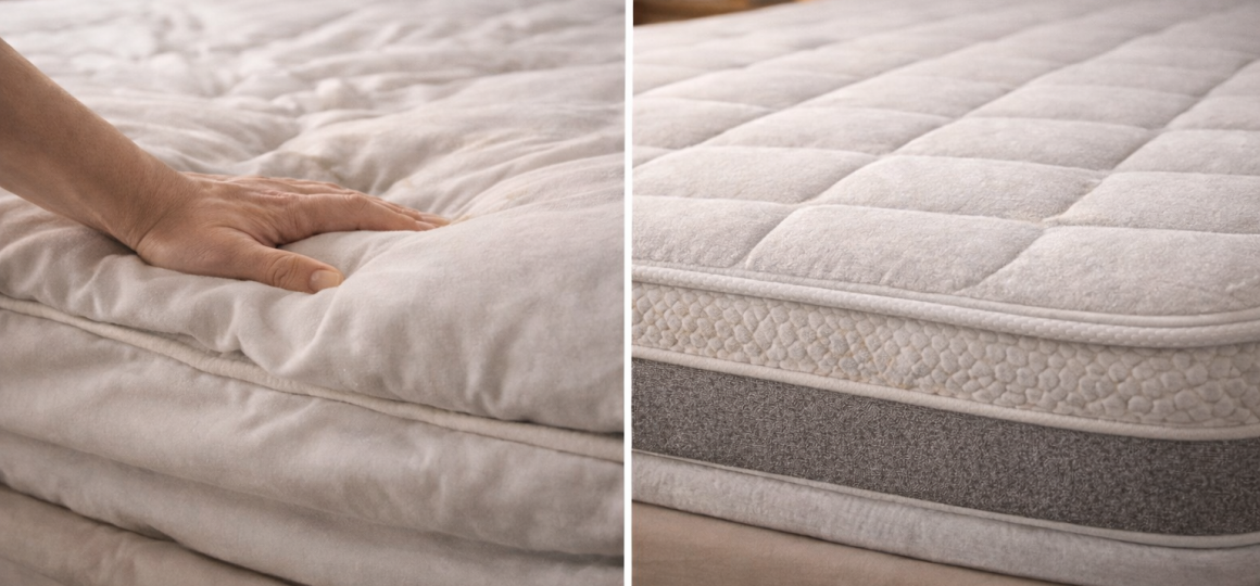 Сравнение комфорта матрасов из натурального латекса и memory foam с гелем при нажатии рукой