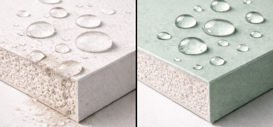 Сравнение обычного и влагостойкого гипсокартона по устойчивости к влаге