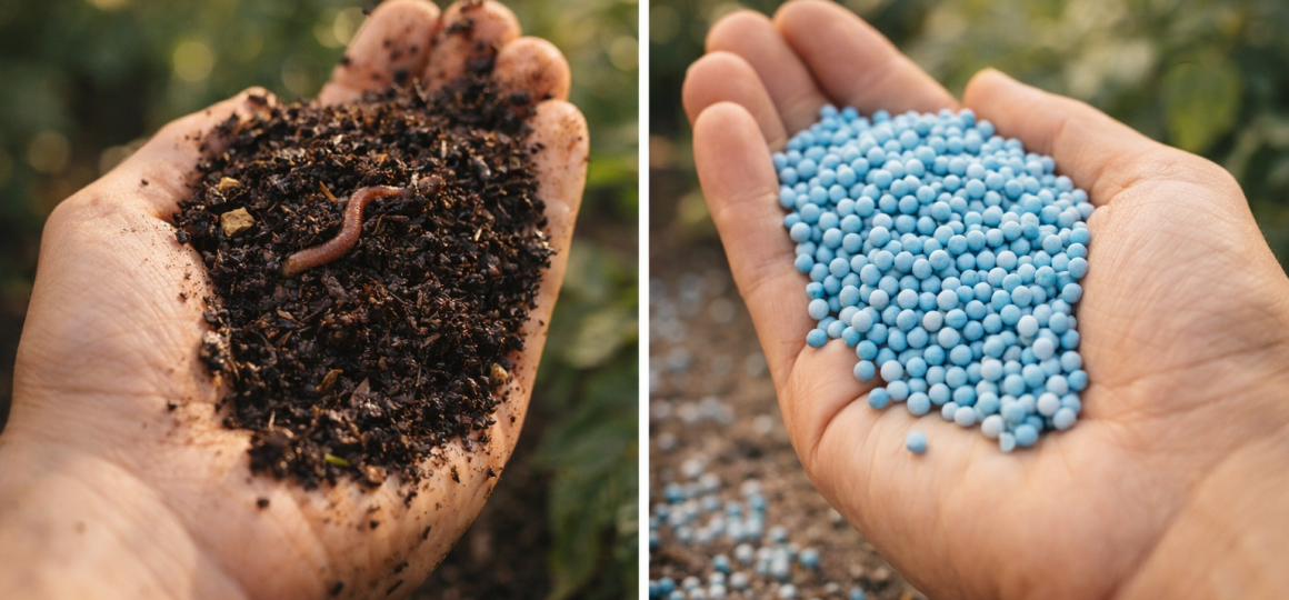 Сравнение органического компоста с дождевым червем и минерального удобрения в гранулах — выбор подкормки для садовых и огородных культур