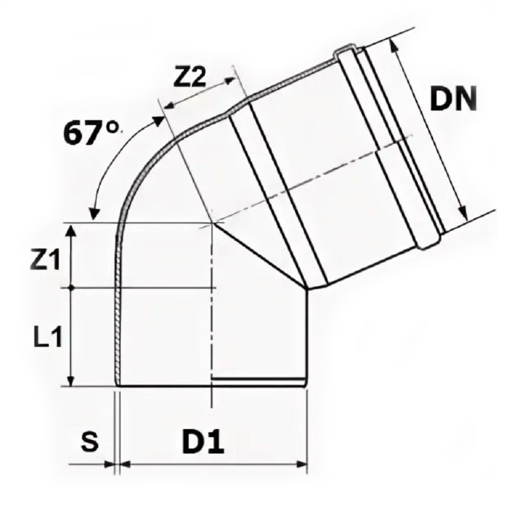 Отвод наружной канализации 110 мм 67°