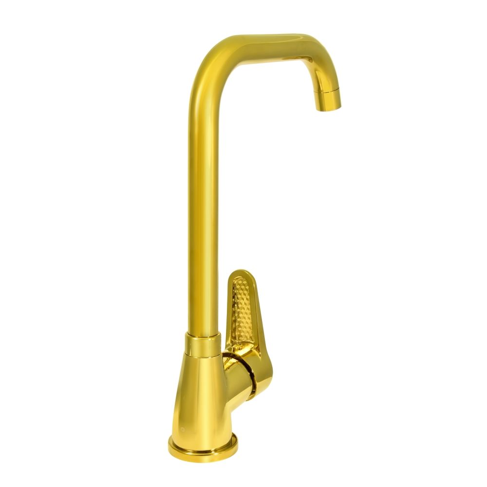 Смеситель для кухни Juguni 0402.165 однорычажный поворотный высокий излив золотой