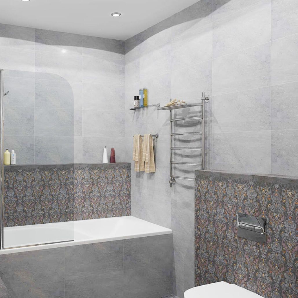Плитка настенная Gracia Ceramica Нимбус низ 02 25х40 см 8 мм серая 1,4 м2