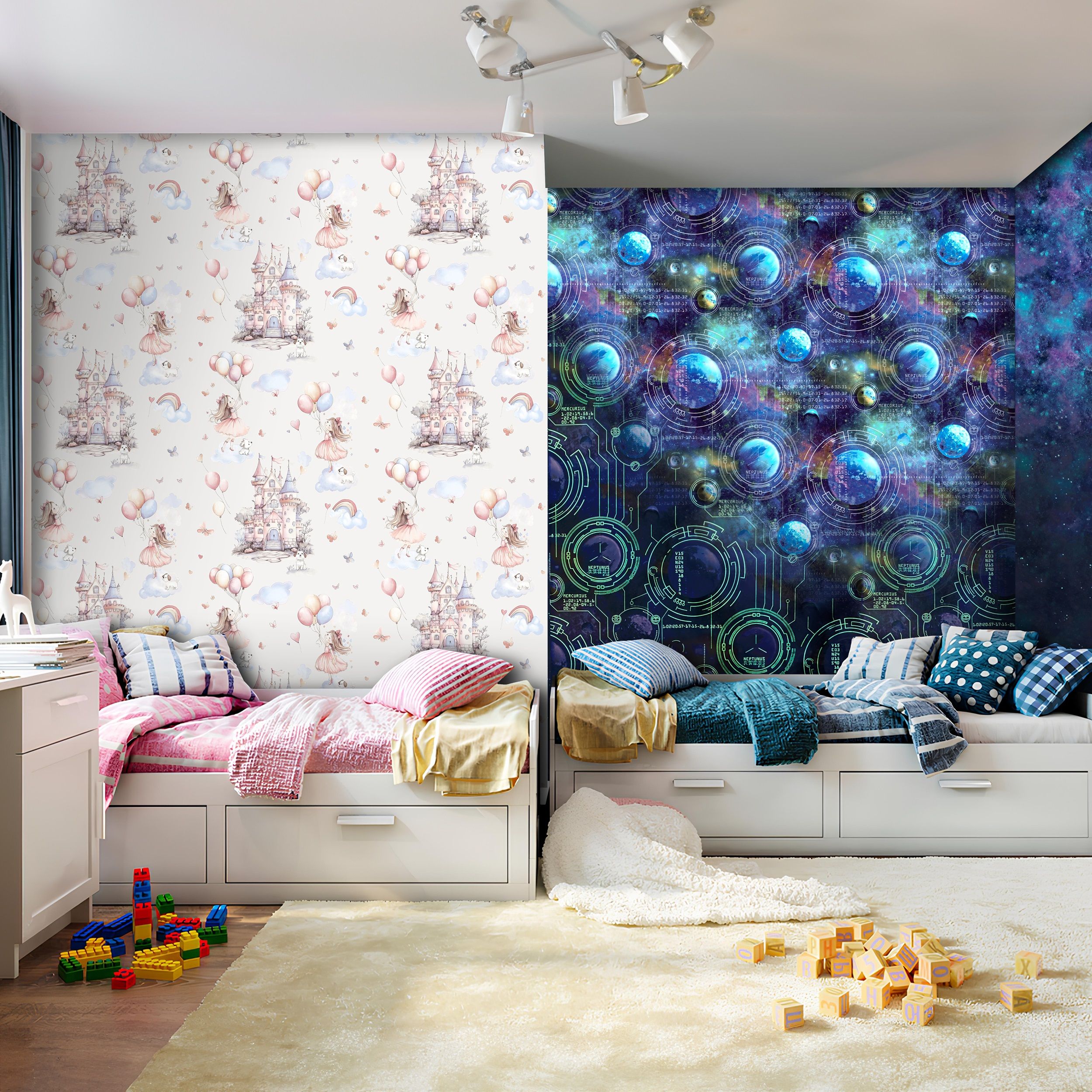 Обои Erismann Kid`s Story 60948-02 бежевые, розовые детские 1,06х10,05 м