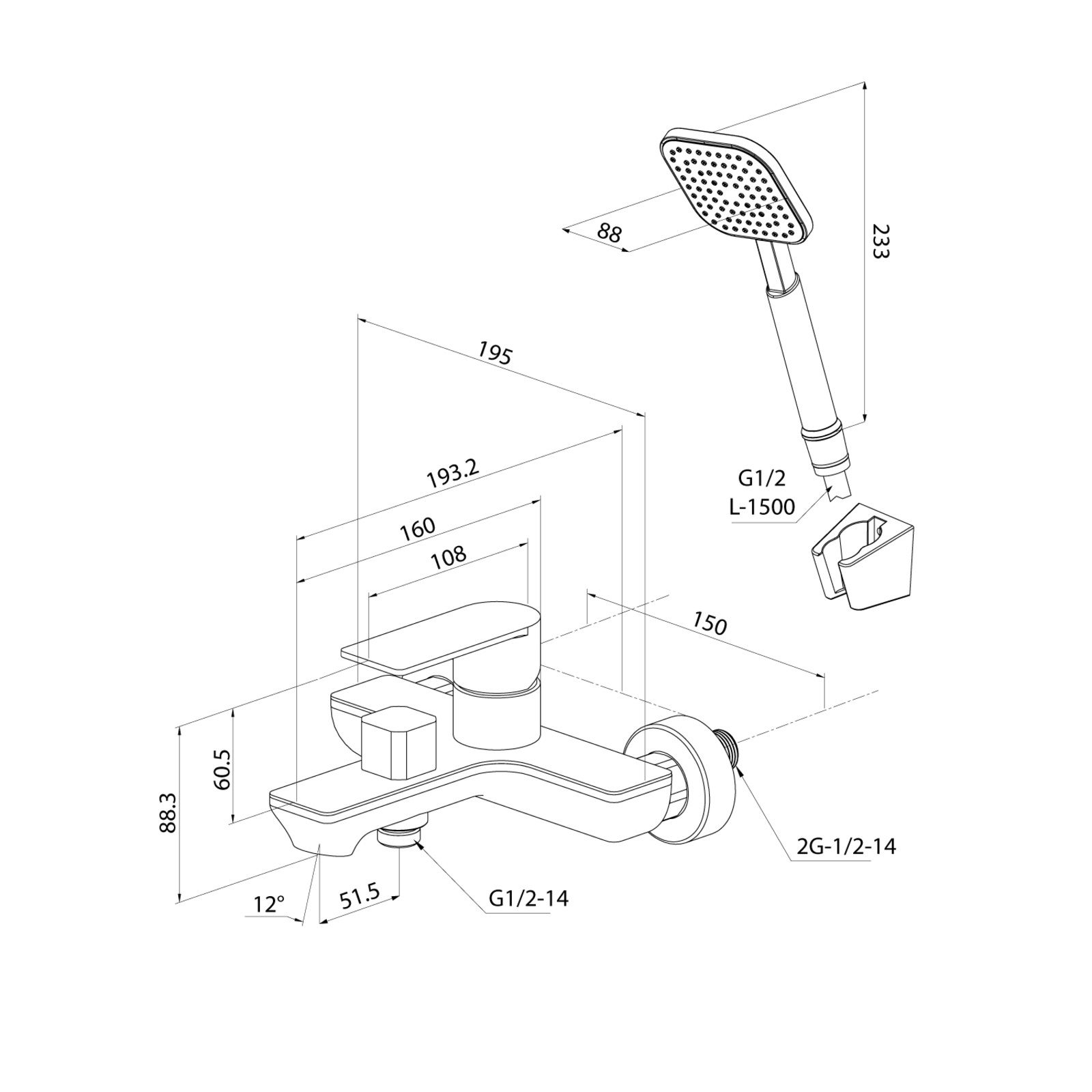 Смеситель для ванны Milardo Maze MAZBN00M02 однорычажный