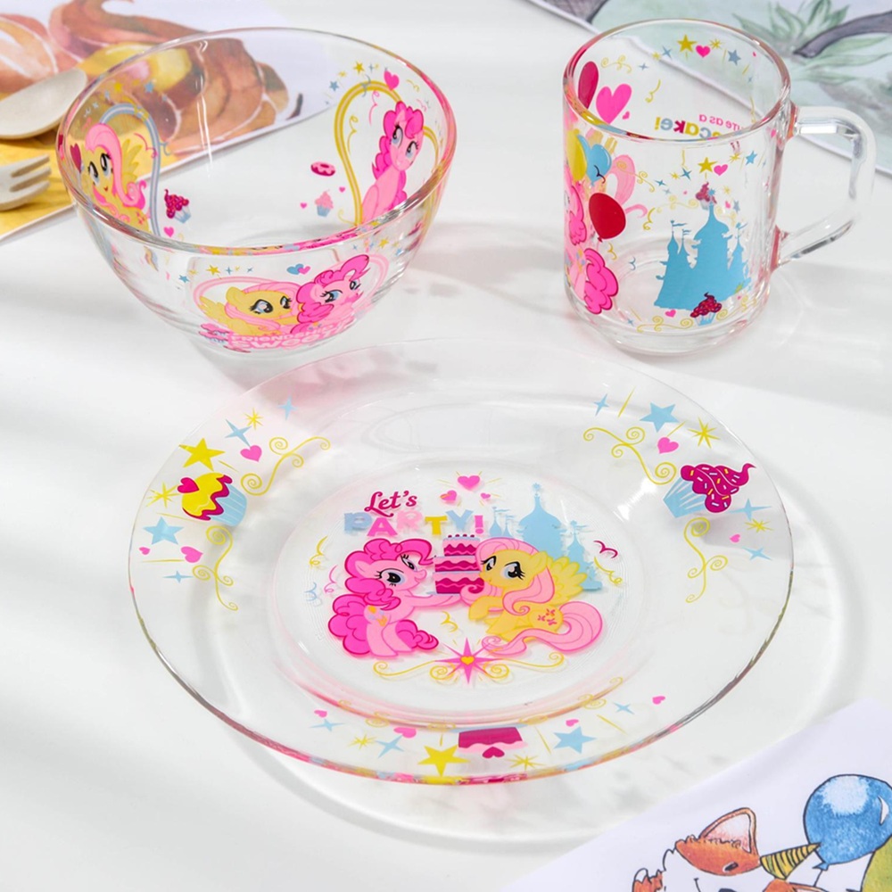 Набор посуды My Little Pony 3 предмета кружка 250 мл салатник 13 см тарелка 19,5 см