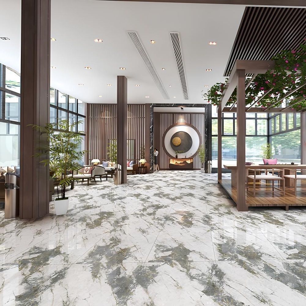 Керамогранит Realistik Valetta Polished Gold Carving 60x120 см бело-синий 1,44 м2