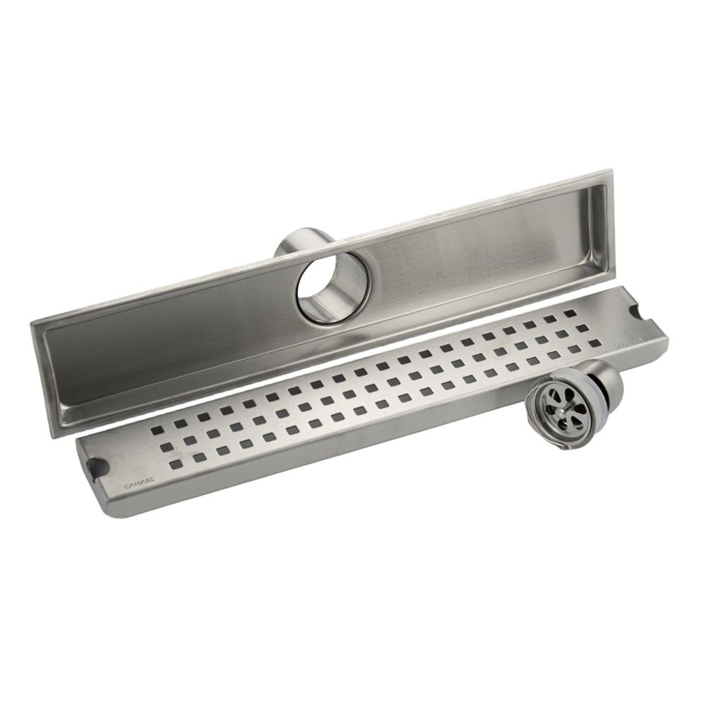 Трап линейный вертик спуск 50 мм 400х75 мм нерж