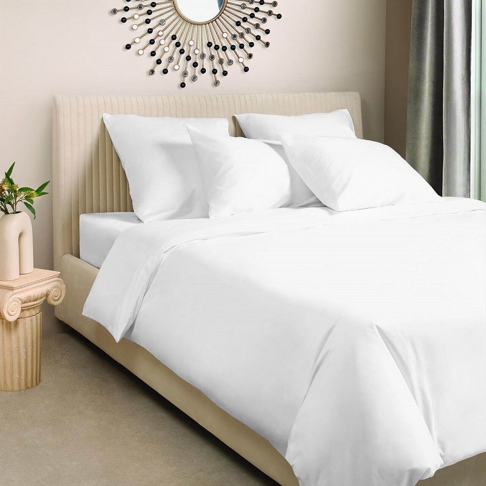 Простыня на резинке 140х200х23 см сатин Моноспейс ПРСС14 белая
