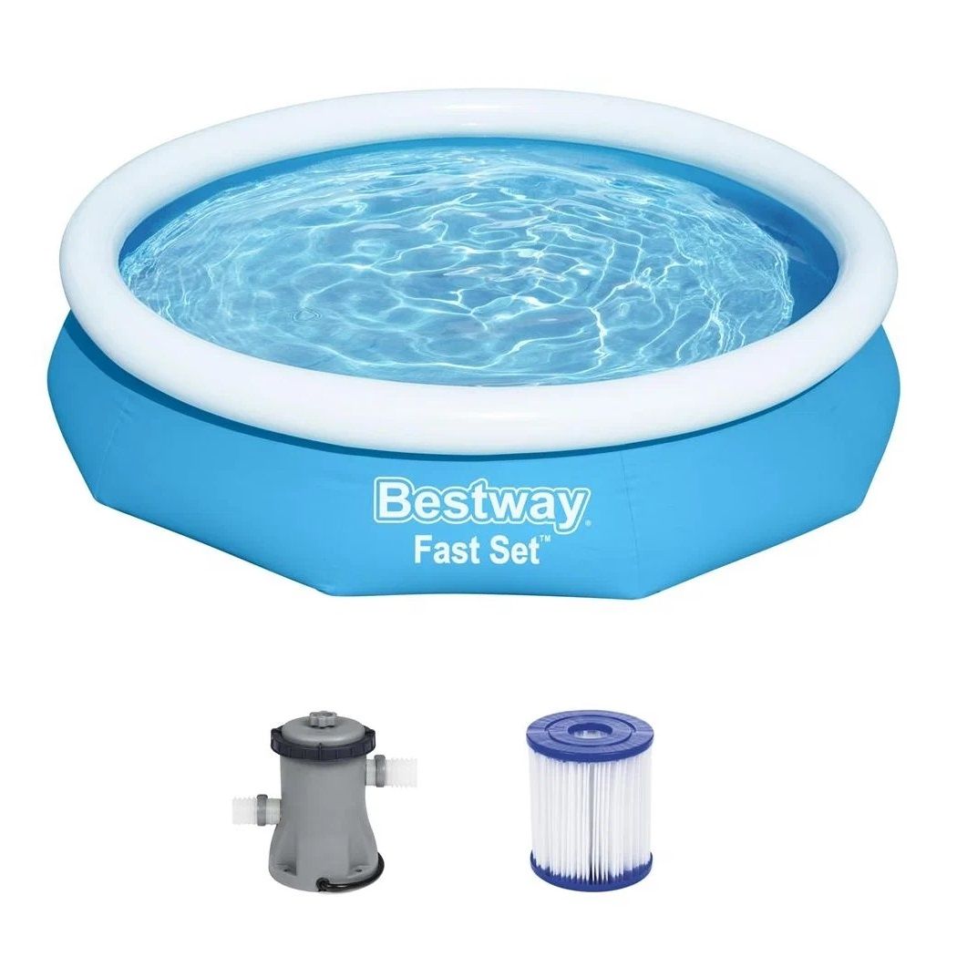 Бассейн надувной круглый 305х66 см 3200 л Bestway Fast Set 57458 (ф-насос)