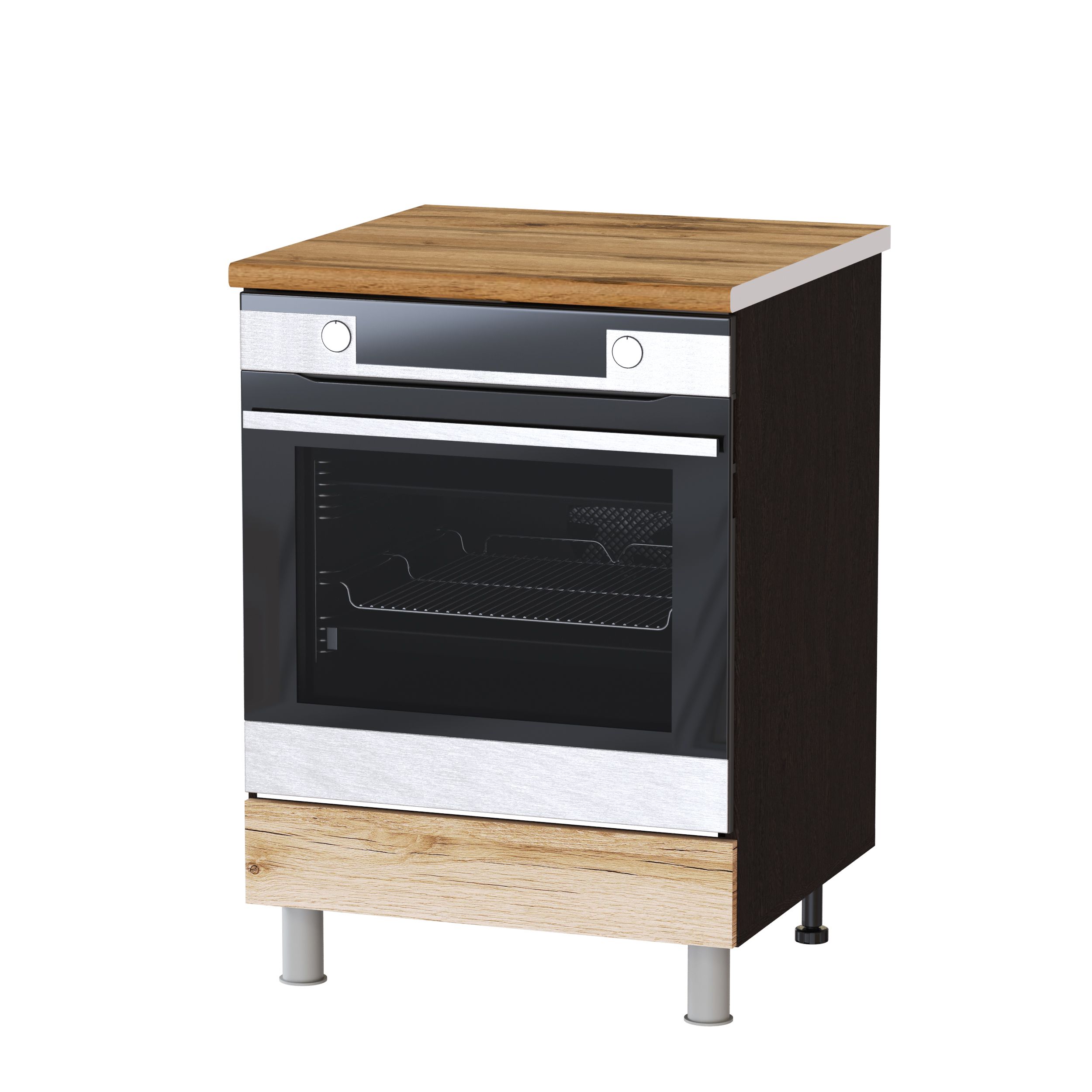 Стол под встраиваемую технику 600х850х600 мм Плейона П6Д Венге/Дуб Делано, ЛДСП