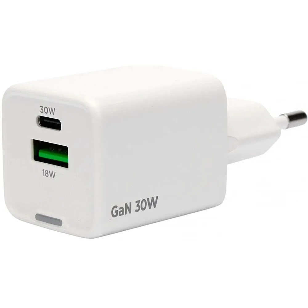 Устройство зарядное Cablexpert GaN 3А 1USB+1Type C 30Вт белый (1/132)