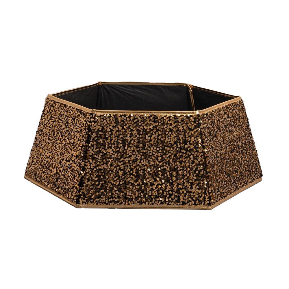 Юбка для основания елки Моя Елочка d68 см h25 см черный с пайетками золото 2025-0578