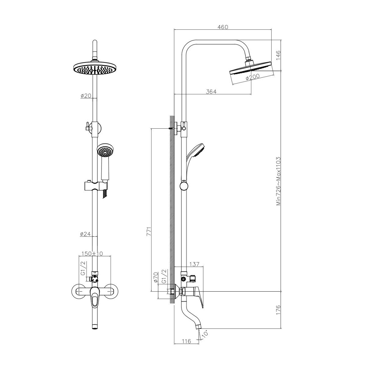 Душевая система Decoroom DR21071