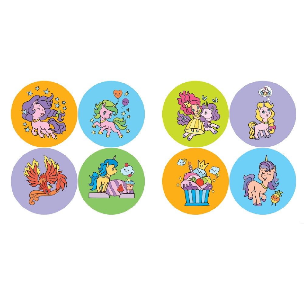 Раскраска раскрась по образцу Единороги с днем рождения