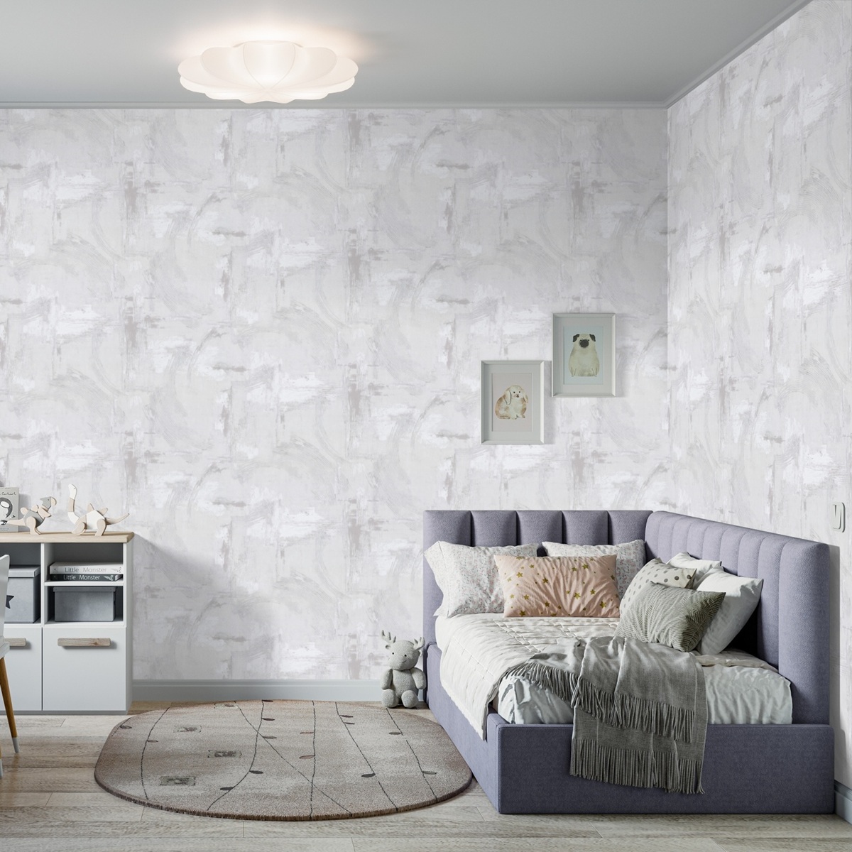 Обои Palitra Style Grand Prix 72555-14SL белые абстракция 1,06х10 м