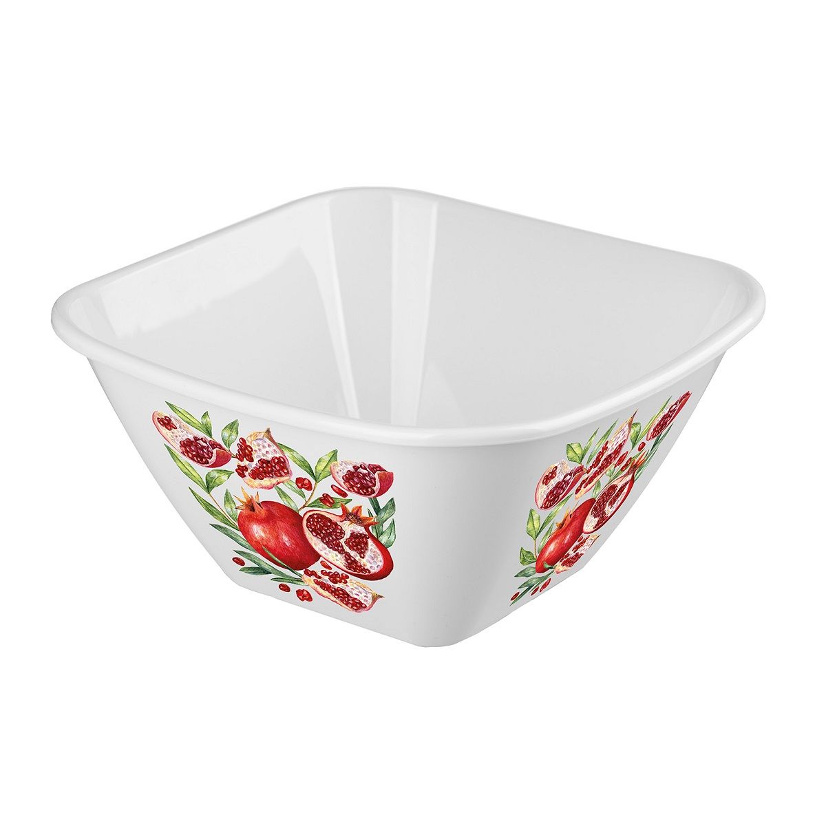 Миска квадратная Bergamo 4 л с декором белая