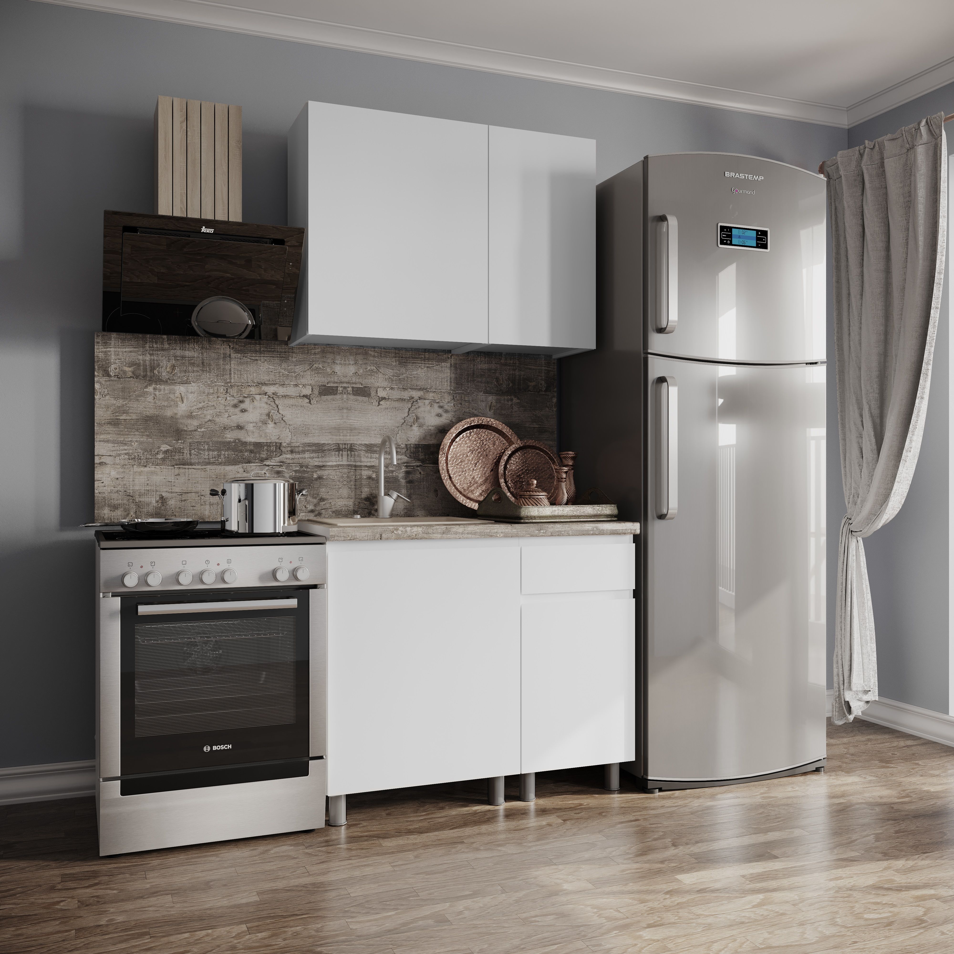 Шкаф глухой 600х720х318 мм Плейона П6В Белый/Белый, ЛДСП