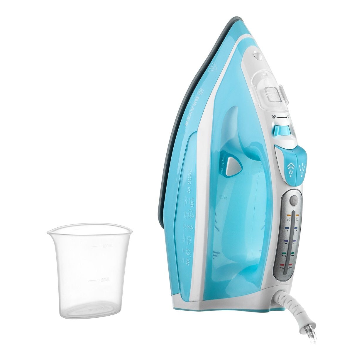 Утюг паровой Brayer 2600 Вт керамический автоотключение Пар 140 г/м LED и антикапля cпрей 4000BR