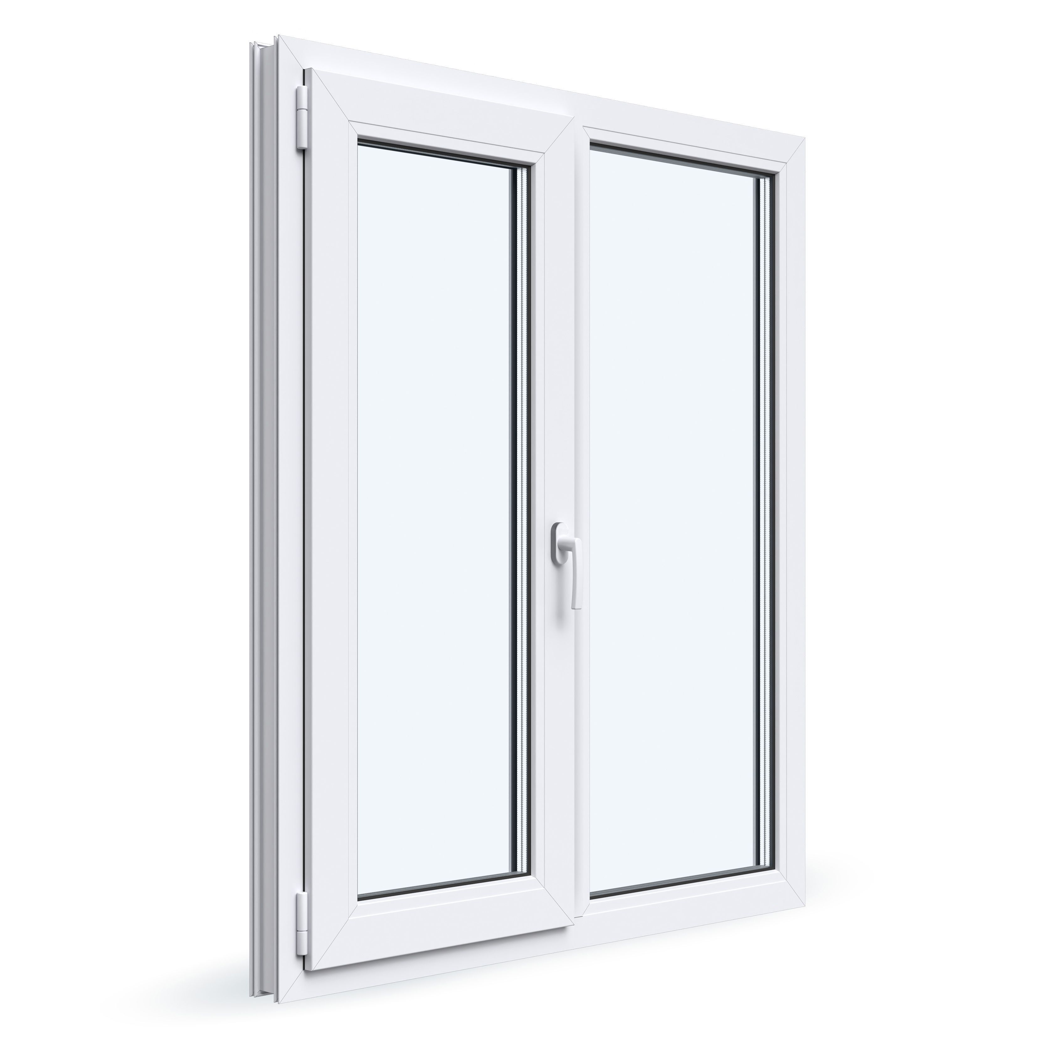 Окно ПВХ 1200х1100 двухстворчатое поворотно-откидное левое Ст-т 24 мм профиль Novoline 58 мм