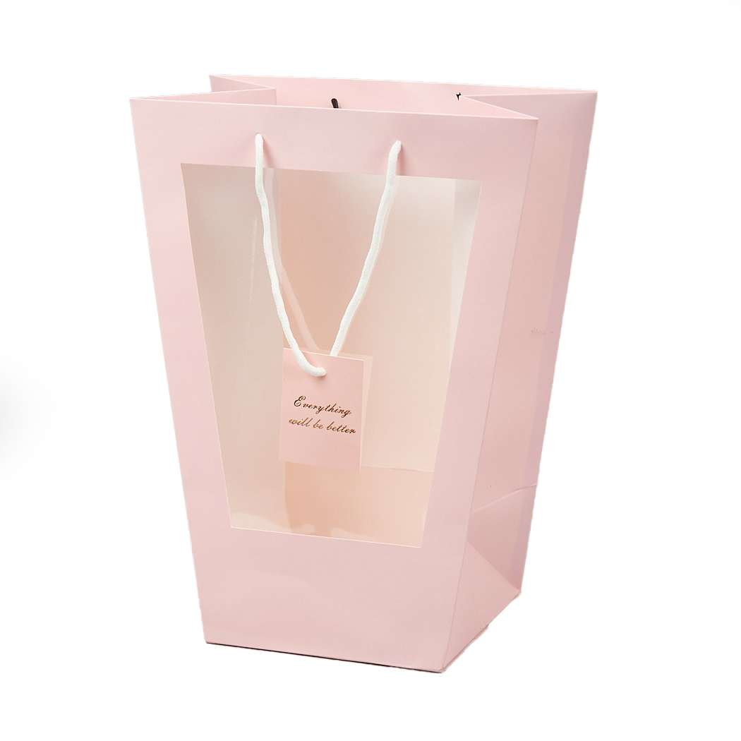 Пакет подарочный для цветов 17х28х37 см розовый