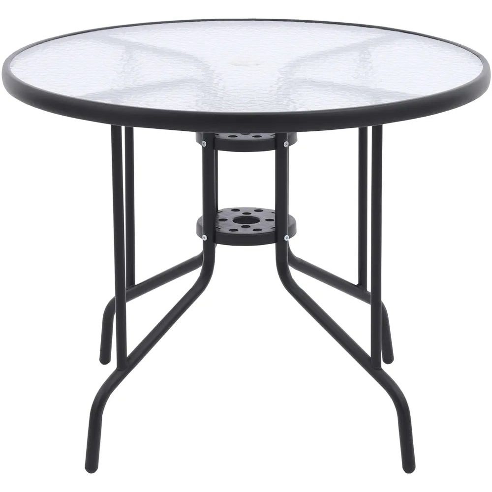 Стол Nolita d90 см h72 см закаленное фактурное стекло черный CHST0085