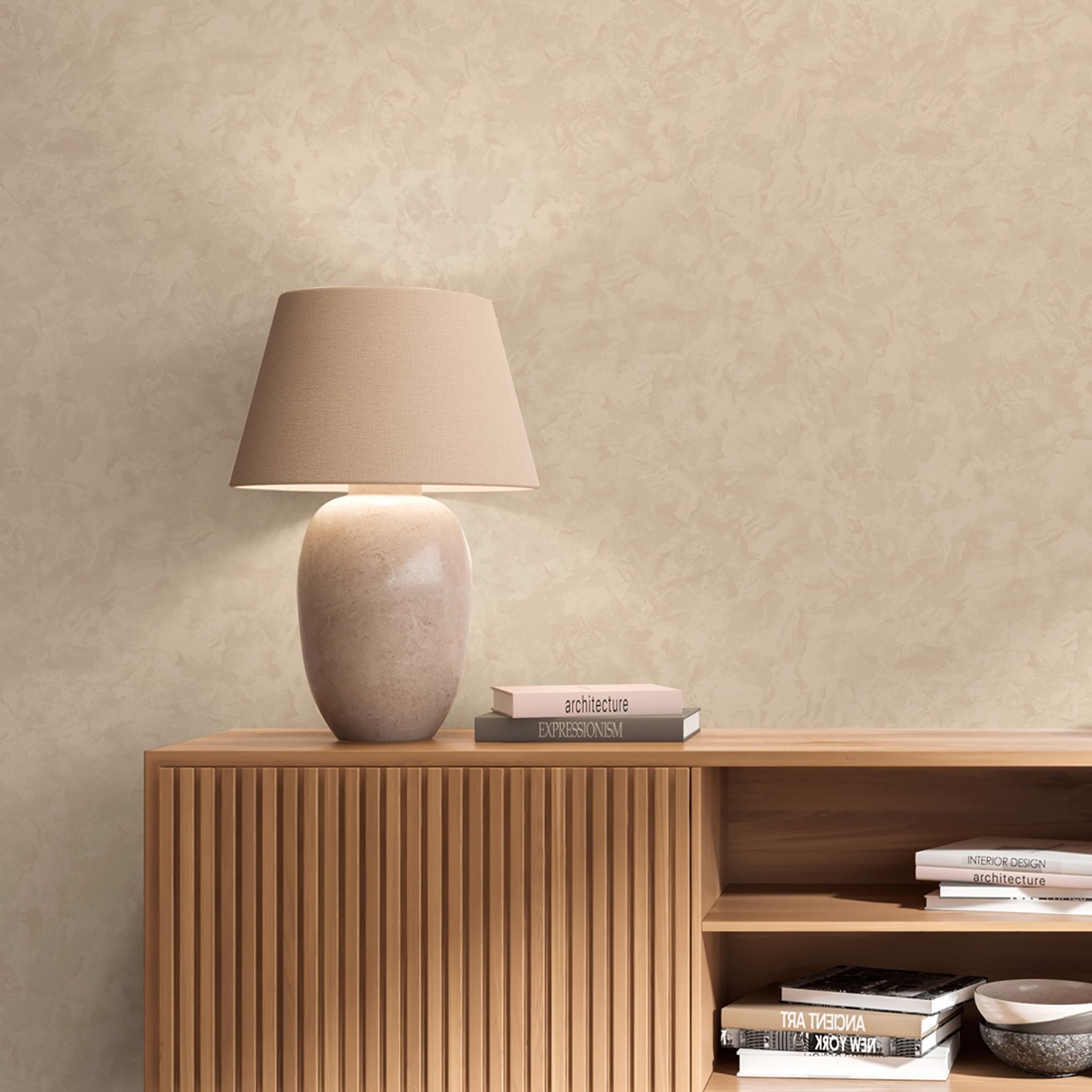 Обои AnturAGe Aurora AN9146-15 бежевые штукатурка 1,06х10,05 м
