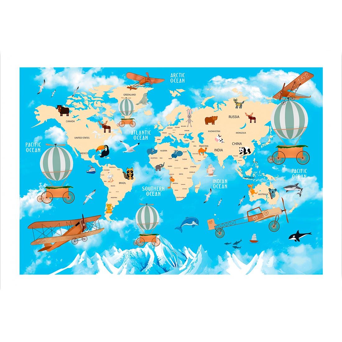 Фотообои бумажные Карта путешествий 328 294х204 см (9л)