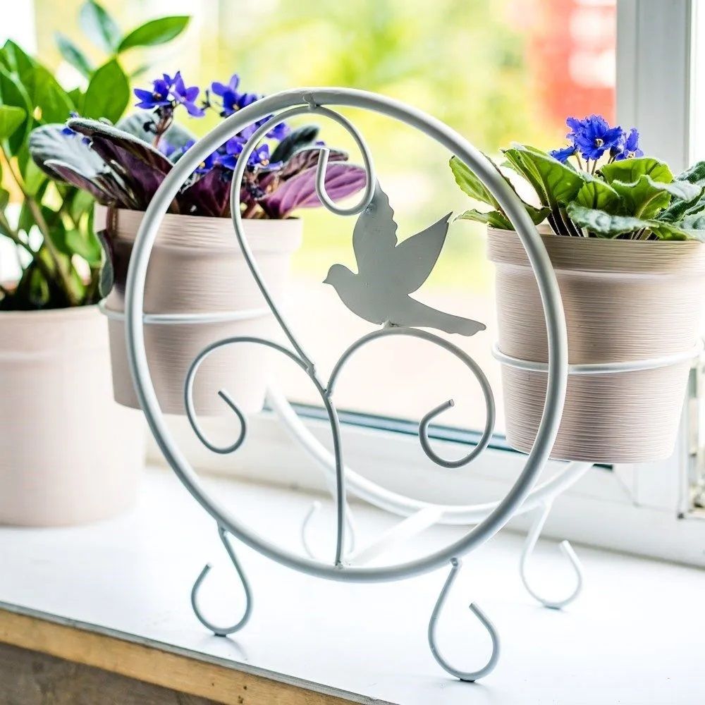 Подставка на подоконник 41-002 W на 2 цветка белая 390х140х330 мм