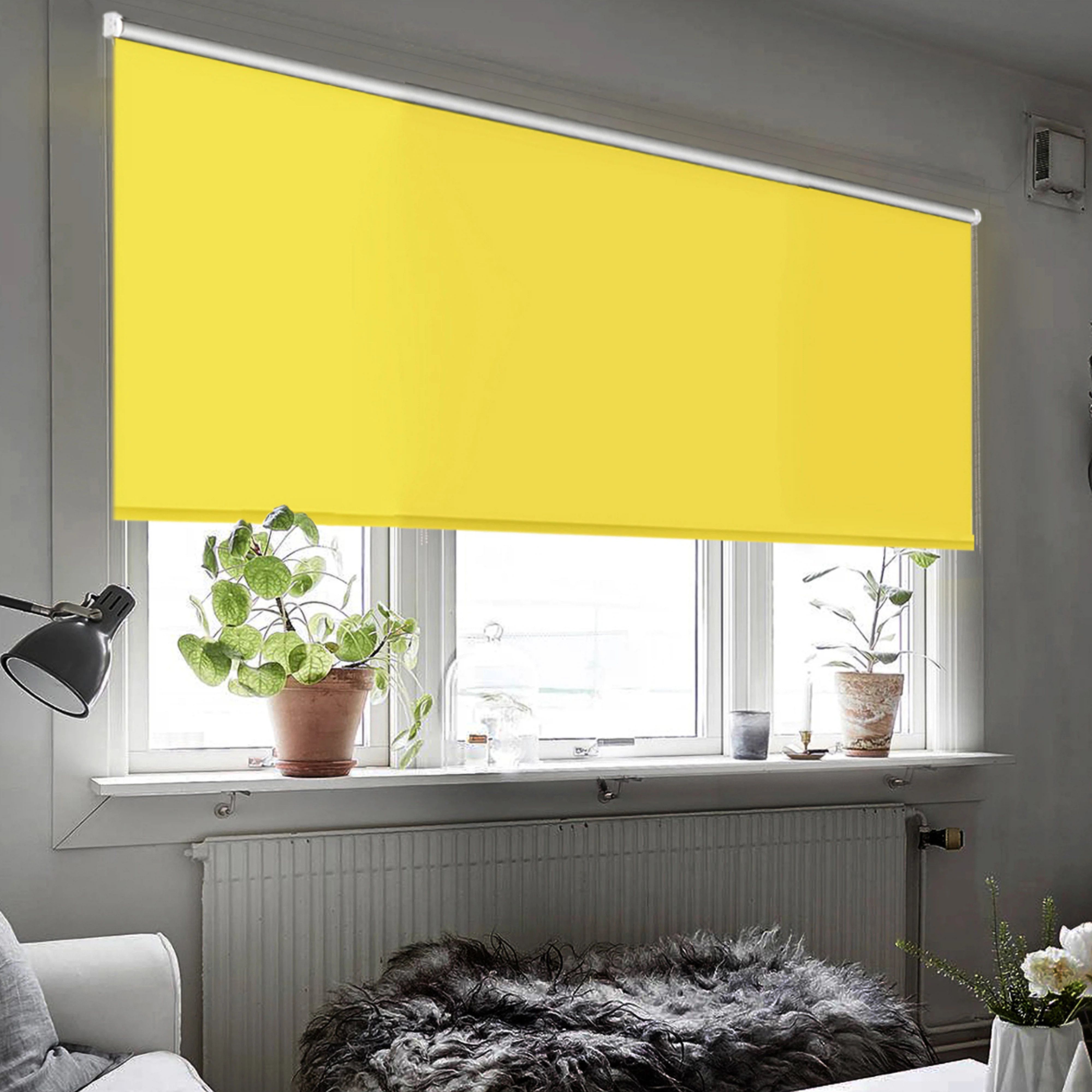 Штора рулонная блэкаут SilverBack 130х160 см желтая